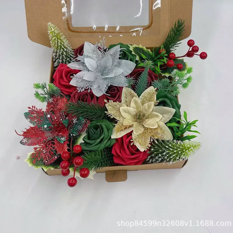 2024 Amazon imitation boxed flower European wedding bride bouquet wedding favors flower box DIY bouquet