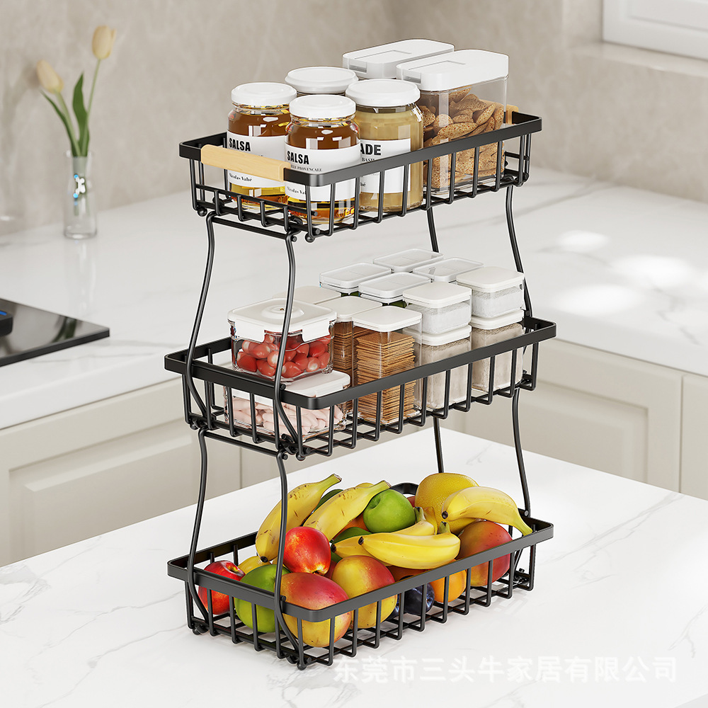 Kitchen Rack Multi-Layer Living Room Countertop Fruit Storage Rack Household Multi-Functional Cabinet Desktop Spice Storage Rack
