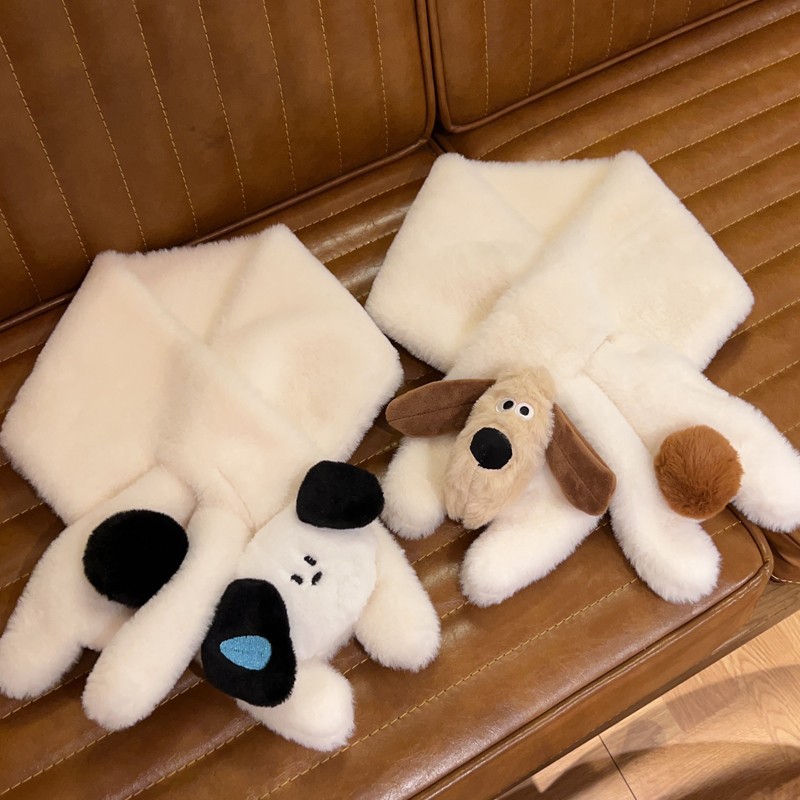 帕恰狗围巾女冬季2024新款气质百搭冬天毛茸茸可爱卡通少女心围脖