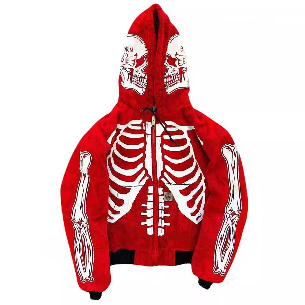 2024 New Men's Spring and Autumn Thin Skull Hooded Hoodie cardigan_voghion.com