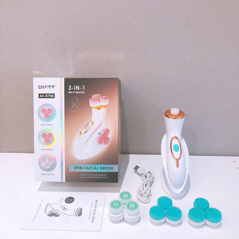 新型クロスボーダー家庭用充電便利美容電動洗顔ブラシ超音波多機能シリコン防水洗顔器|undefined