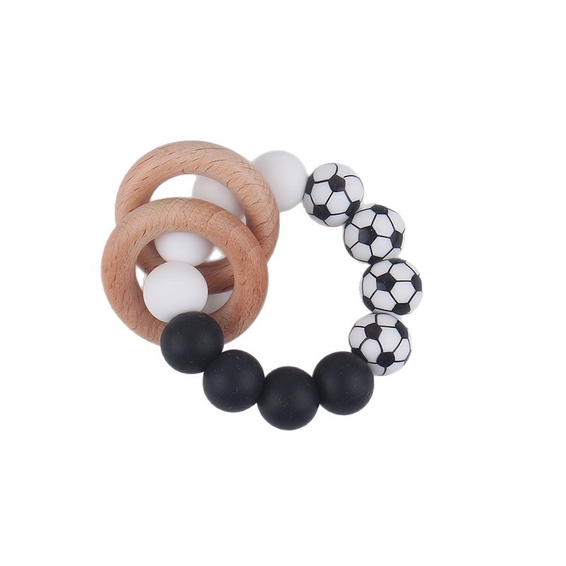 Comercio electrónico transfronterizo pulsera de mordedor para bebés recién nacidos, protección del medio ambiente natural, anillo de madera de haya, juguete de mordedor