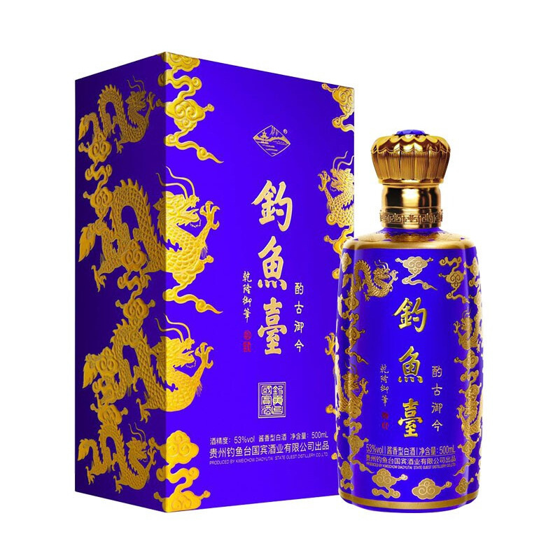 钓鱼台酌古御今酒贵州茅台镇酱香型白酒节日纯粮食酒53度500mL1瓶