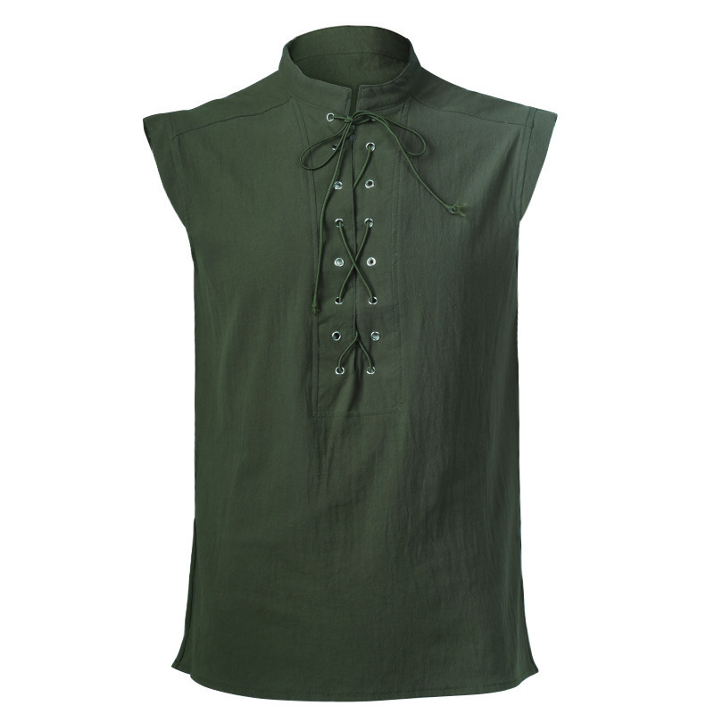 Pirate Renaissance Viking Steampunk Medieval Gothic Celtic Sleeveless Shirt Barbarian Performance Costume