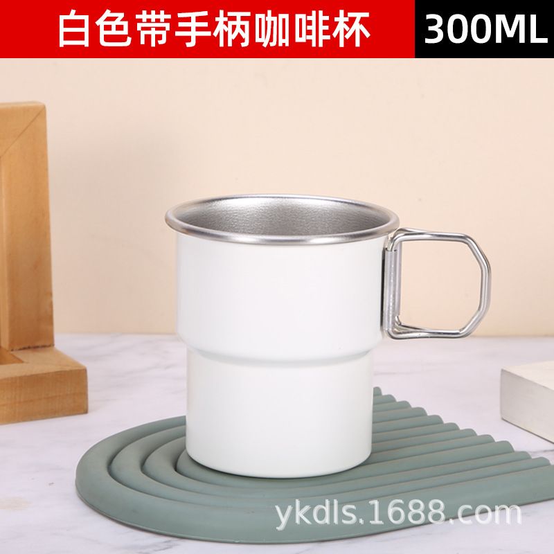 Taza de escalón de una sola capa para exteriores Taza de café de acero inoxidable 304 ins Vaso de cerveza de camping de borde rizado conveniente de alto valor