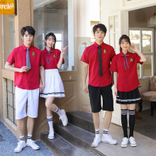中学生校服批发毕业班服红衬衣短裙套装合唱团舞台表演服