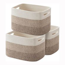 棉绳日式收纳跨境长方形篮子杂物家居化妆品桌面篮棉储物编织家用