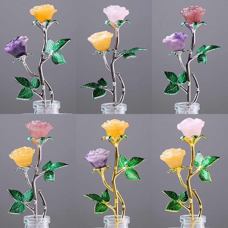 크리스탈 쌍두장미(녹색잎)