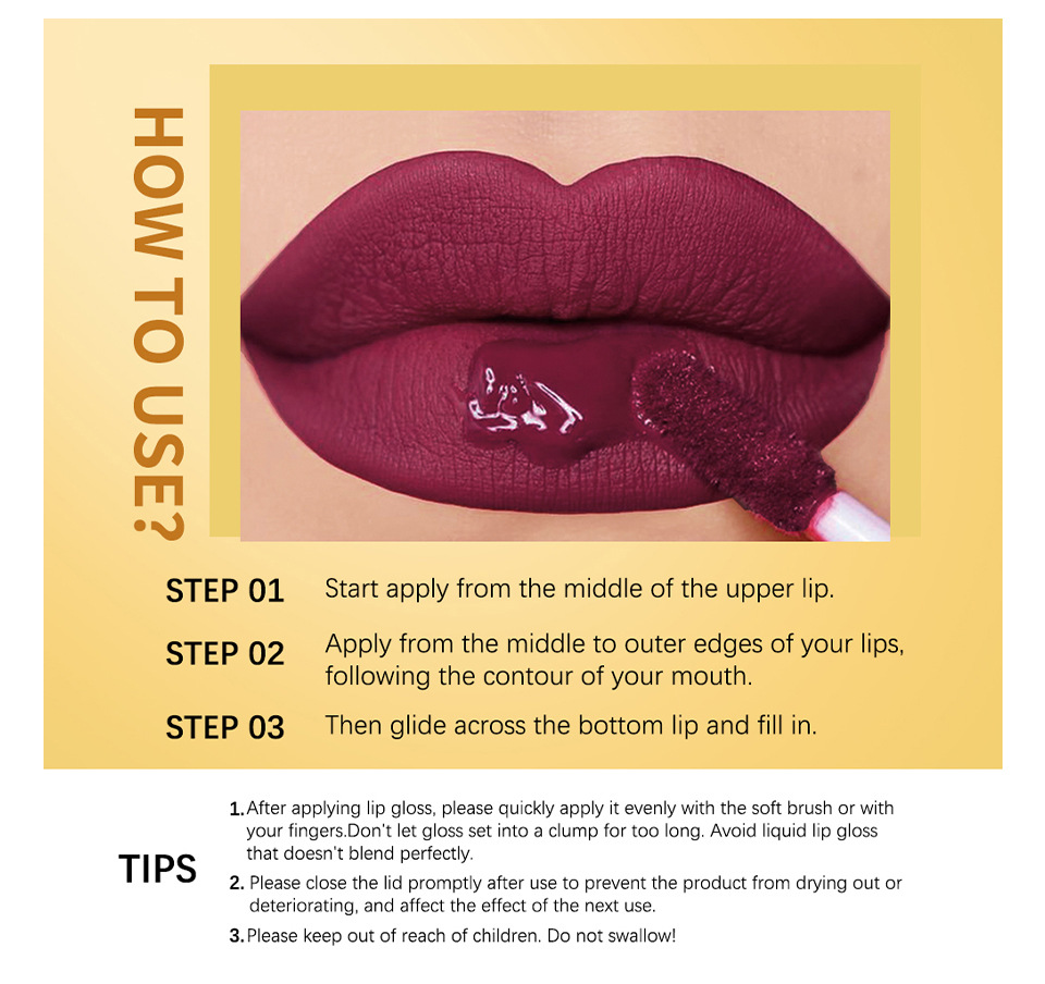 Cross-border lakerain Gold Lip gloss Matte non-Stick Cup Lip gloss Lipstick Three-piece set undefined