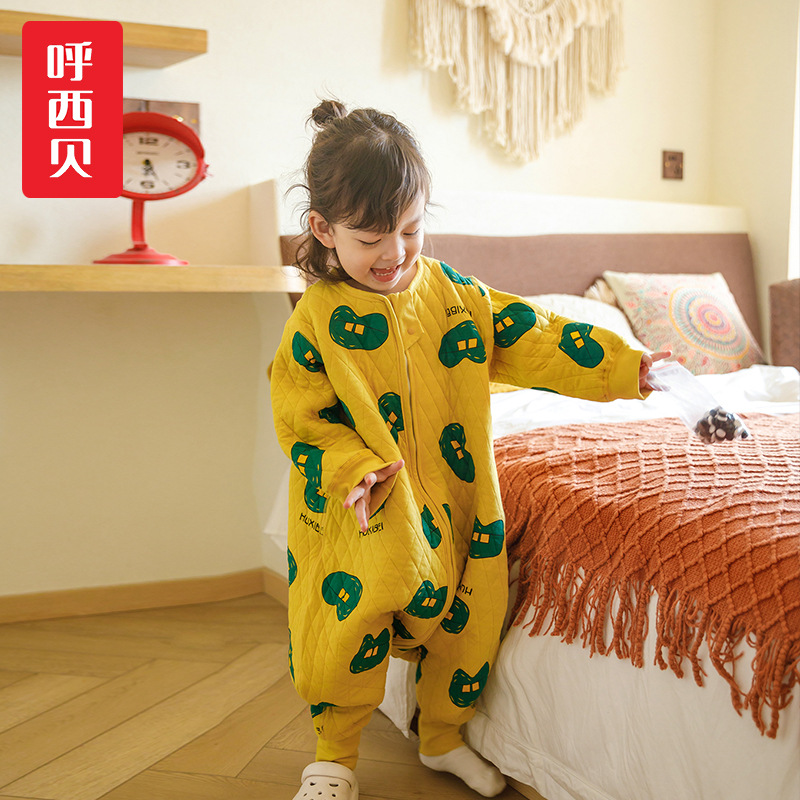 Huxibei Baby Leg Sleeping Bag Warm Anti-kick quilt Children's Constant Temperature Thick Warm Split Pajamas Autumn and Winter Sleeping Bag