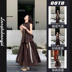 減齢洋気ファッションスーツ夏文芸森系ベスト復古スカート
