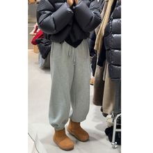 时尚休闲加绒裤子女秋冬款加厚保暖宽松遮肉束脚哈伦裤松紧腰卫裤