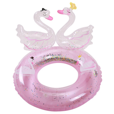 new pattern ins Sequins three-dimensional swan Swimming ring swan children girl thickening PVC Inflatable swimming ring wholesale