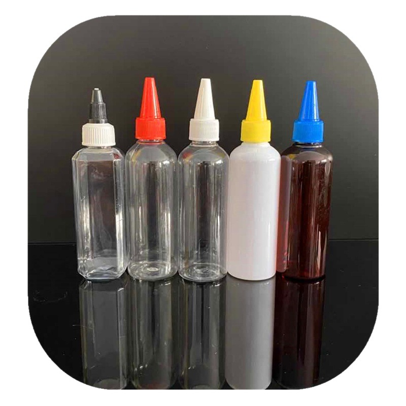 10 30 50 120ml de plástico transparente botella de boca puntiaguda botella de gota de pasta de tinta de pigmento sub-botella de compresión