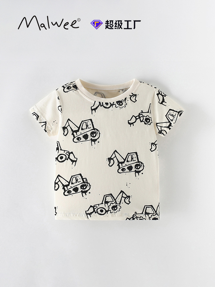 Trajes infantiles transfronterizos malwee camisetas para niños verano nuevo estilo europeo y americano de manga corta ropa de cuello redondo para niños