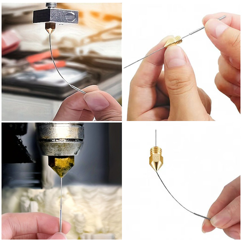 Impresora 3D boquilla de boquilla herramienta de limpieza aguja de acero inoxidable aguja de agujero de aguja MK8 boquilla aguja de acero latón