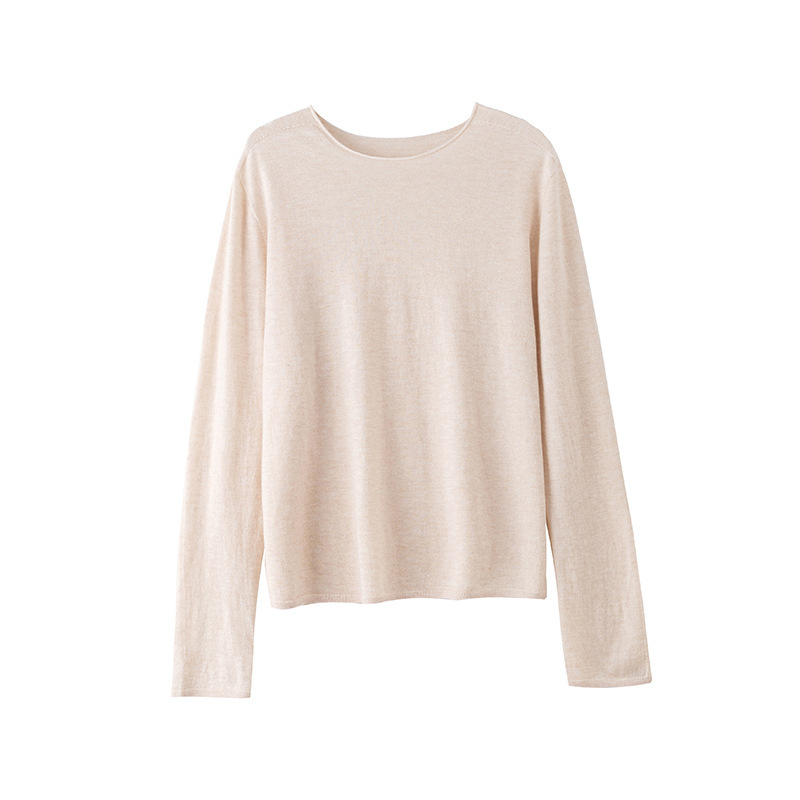 [Starfall Weaving Mist] Soft and Comfortable Seamless One-Piece Silk Cashmere Round Neck Knitwear, Feminine Slimming Look Top for Autumn