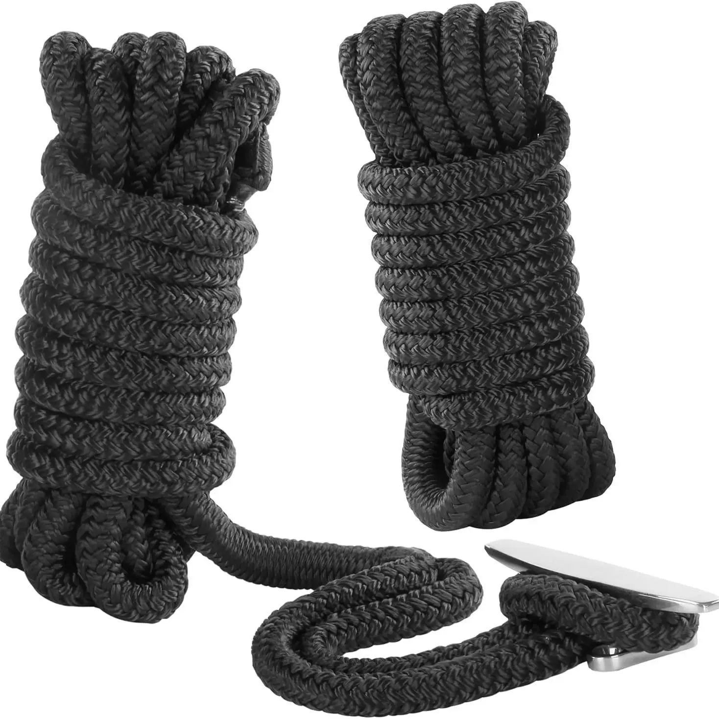 停泊船绳现货码头绳游艇锚绳浮球绳通用绳尼龙双编绳黑色尼龙绳