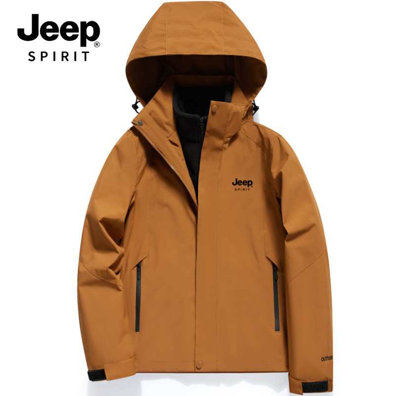 Jeep spiri outdoor windbreaker, a trendy brand for both men and women, available for group purchase, featuring a three-in-one design and a mountaineering jacket
