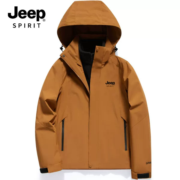 Jeep spiri outdoor windbreaker, a trendy brand for both men and women, available for group purchase, featuring a three-in-one design and a mountaineering jacket