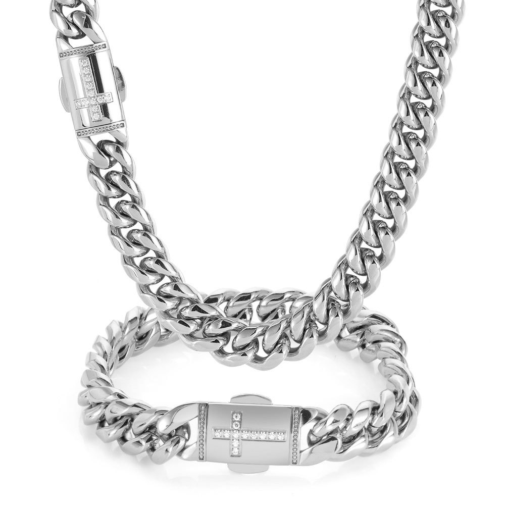 Men'S Gender Plating Design 1 Piece Hip-hop Solid Color Stainless Steel Plating Bracelets Necklace