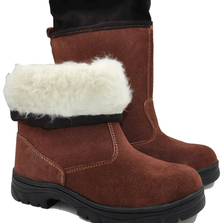 劳保靴安全鞋油田靴反牛皮钢包头防砸防穿刺劳保鞋棉加厚毛