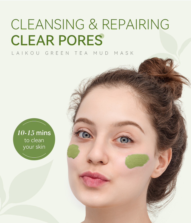 Cross-border new product laikou Green Tea Mud Mask 100g Cleansing, hydrating and Moisturizing Mask mud wholesale undefined