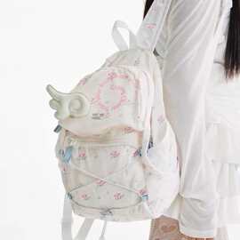 韩系ins卡通休闲双肩包包女小众设计大容量初中学生书包百搭背包