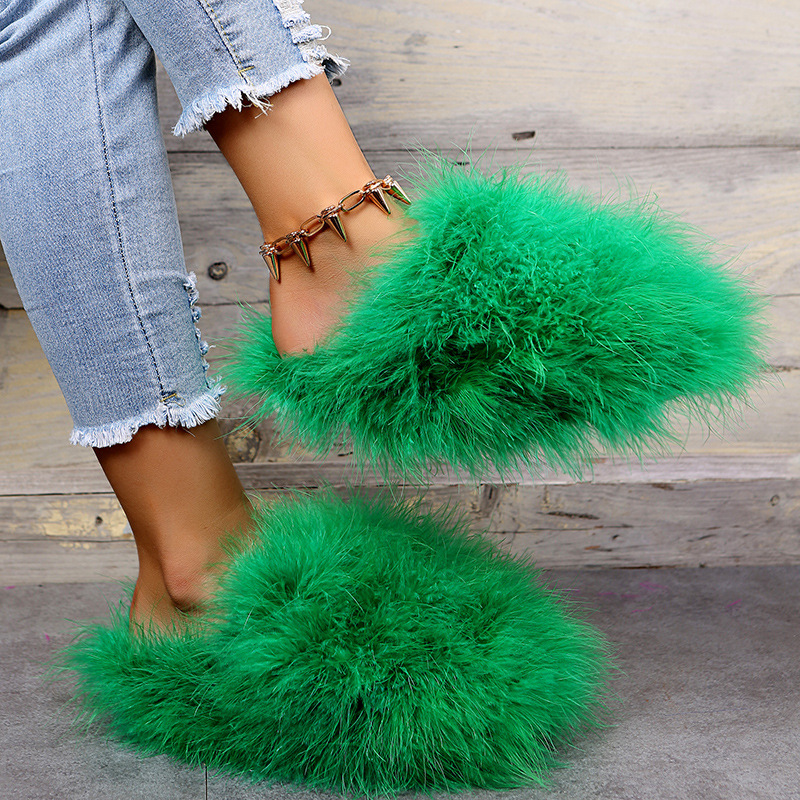 Solid Color Thicken Plush Slippers NSKJX112133