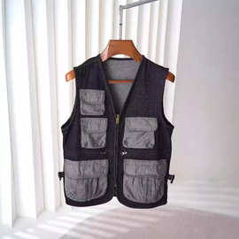 跨境马甲男薄款户外速干多口袋大码摄影钓鱼工装logo马夹外套代发