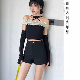 跨境黑色下衣失踪短裤女2026新款高腰修身辣妹出口版打底外穿热裤