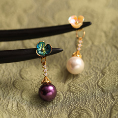 古風黑檀木髮簪女原創設計新中式步搖盤髮釵簡約現代旗袍挽髮簪子