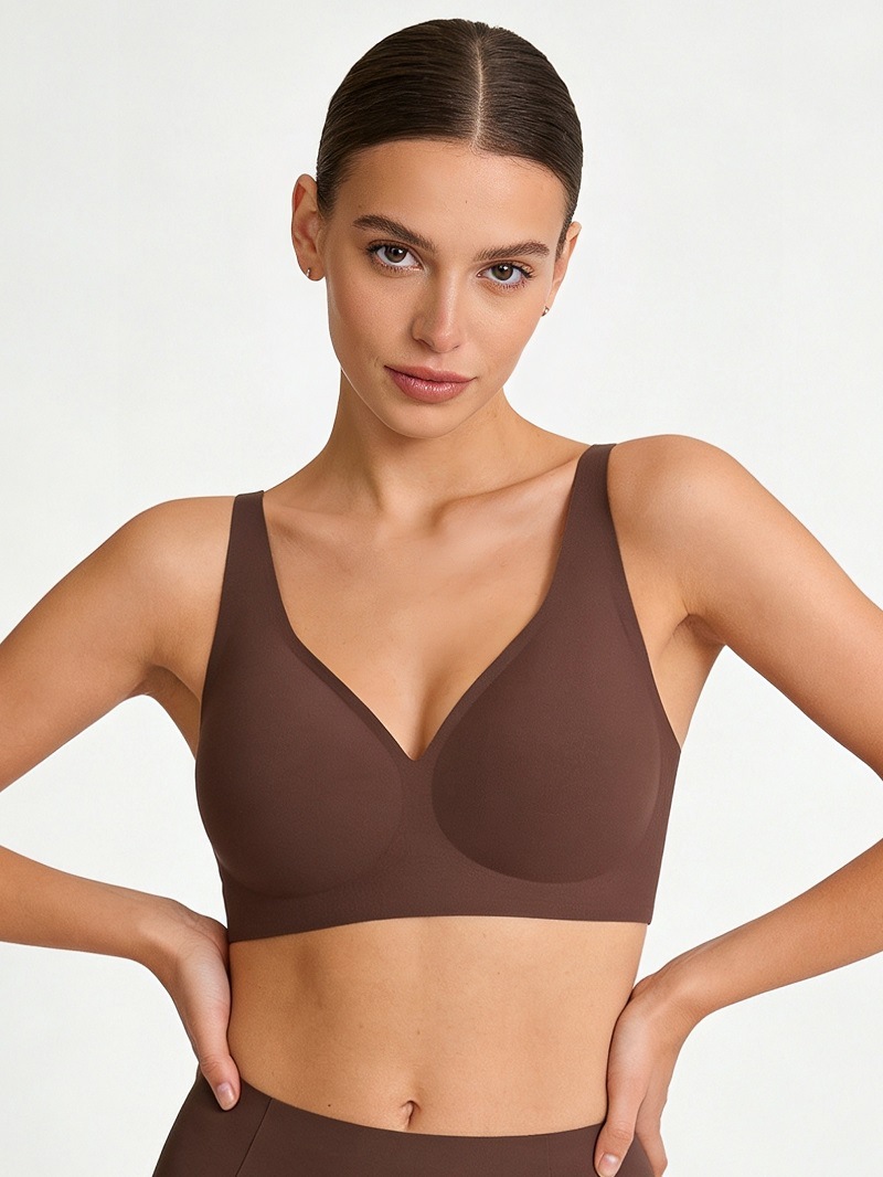 Comfortable Deep V Bra For Women Plus Size Seamless Soft Support_voghion.com
