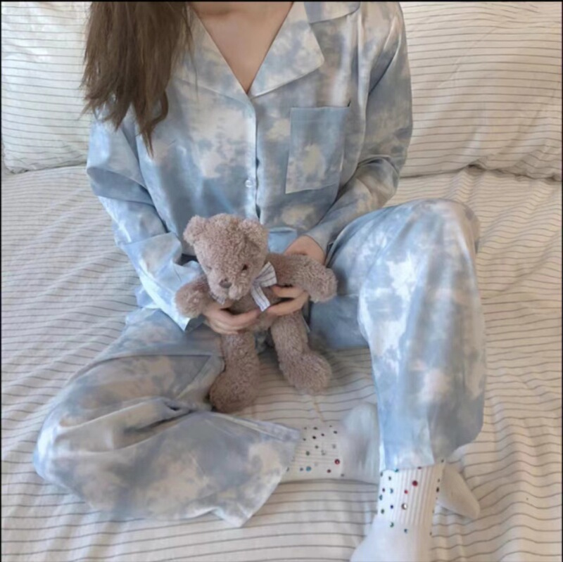 メーカー卸売春と秋の女性用パジャマ漫画ホーム服女の子長袖ズボンラペル在庫ありかわいいダブルロング|undefined