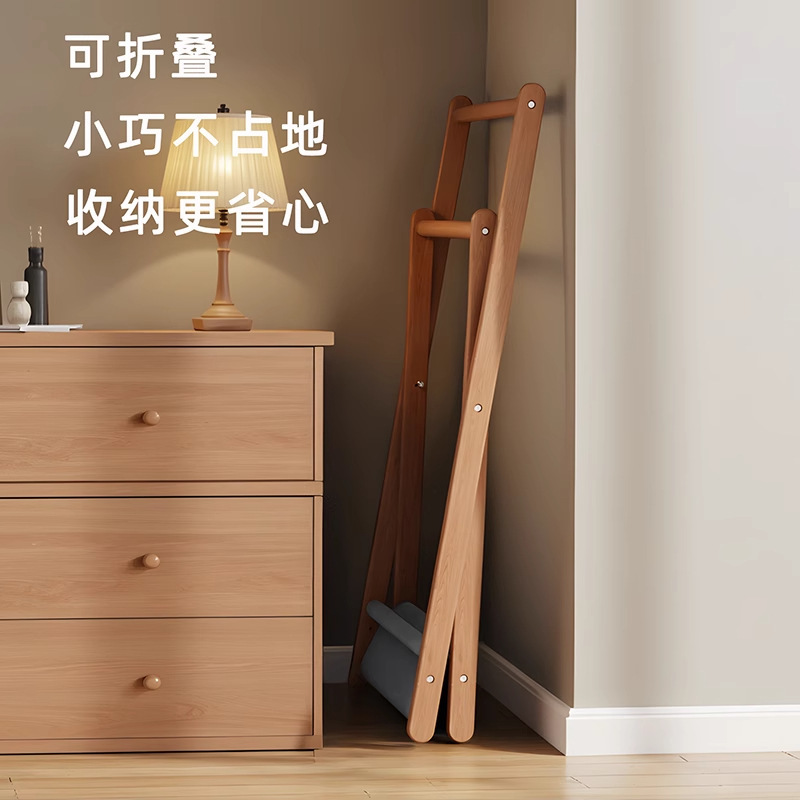 ベッドサイドコートラック床置き小型無垢材寝室夜の睡眠一時的な衣類収納北欧洋服ラック家庭用|undefined