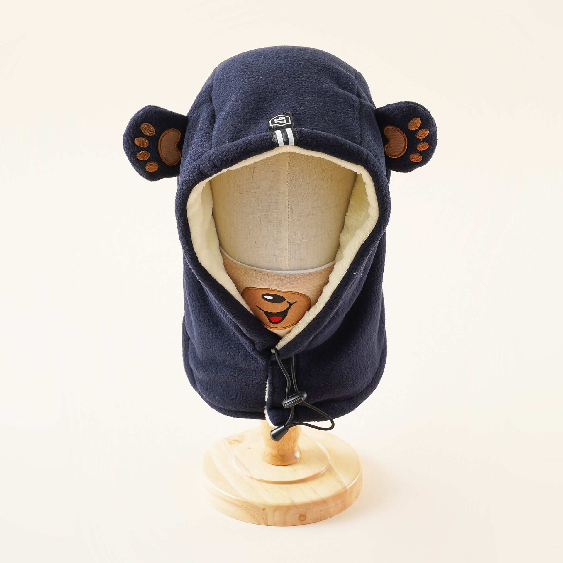 Pañuelo de sombrero para niños integrado Otoño e Invierno niños y niñas bebé con forro polar protección para los oídos protección facial sombrero a prueba de viento tres en uno lindo image 1