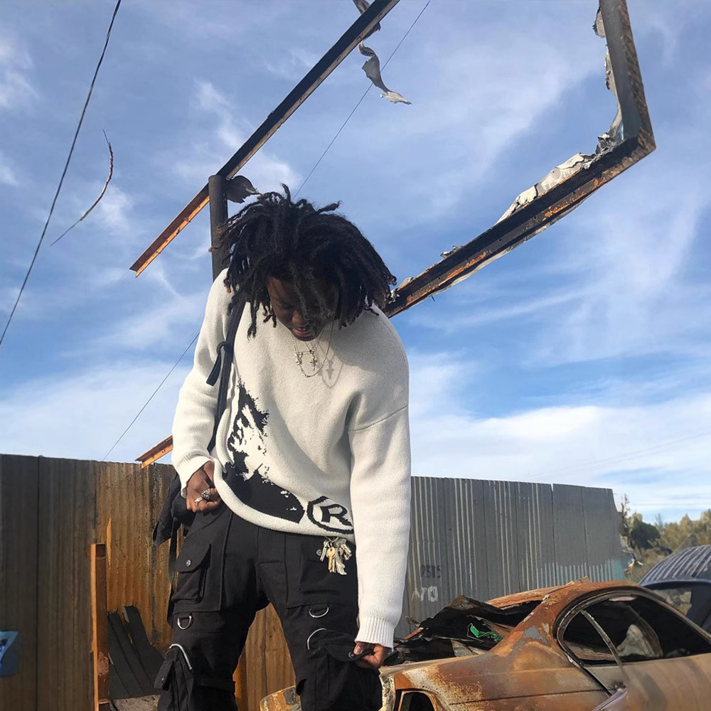 2022 otoño y el invierno AliExpress Amazon cabeza patrón suéter de punto alta calidad suéter cuello redondo manga larga lote