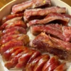 2 pounds of spicy sausage + 1 pound of ribs (-)