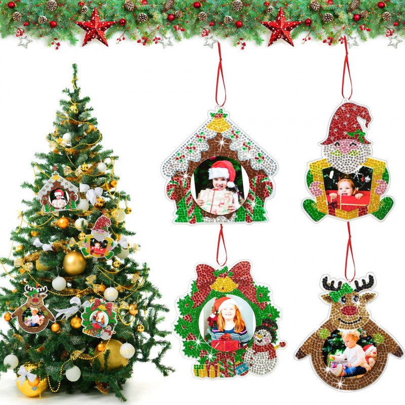 4 Pieces/Set DIY Christmas Diamond Art Photo Frame, Pet Material, Single-Sided Crystal Rhinestone Decoration, Can Be Used to Attach Photos 4 Pieces/Set DIY Christmas Diamond Art Photo Frame, Pet Material, Single-Sided Crystal Rhinestone Decoration, Can Be Used to Attach Photos