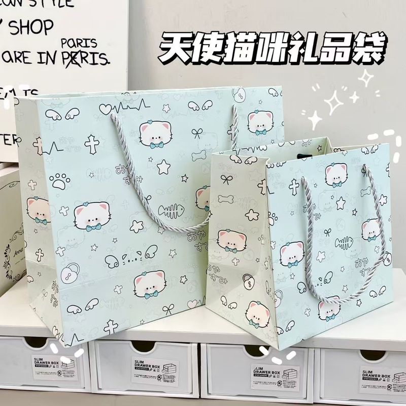 礼品袋大合集高颜值硬壳加厚白卡纸大容量ins简约精致卡通手提袋|undefined