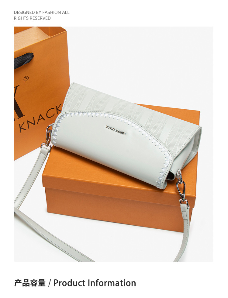 Túi đeo chéo nữ phong cách retro baguette, kiểu dáng nhỏ gọn đeo vai đơn — đen, trắng, màu nâu, màu sáng chi tiết 7
