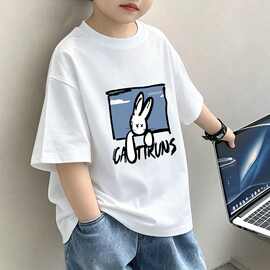 天才鲸 男童2026年夏季新款童装纯棉卡通印花短袖T恤韩版夏装衣服