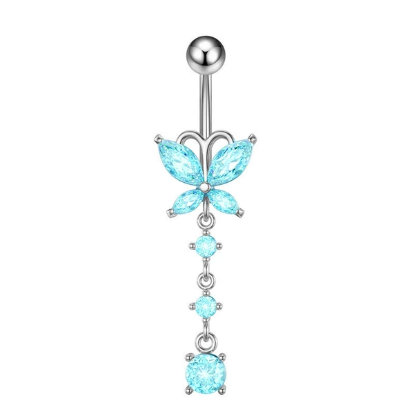 Butterfly model - silver - lake blue zirconium