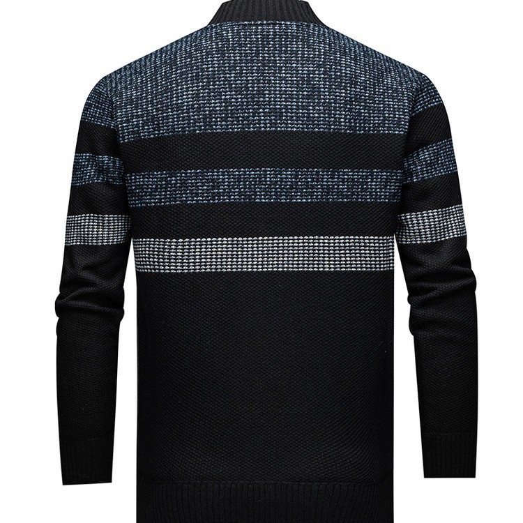 Hombres nueva camiseta de punto transfronteriza de Amazon estriada zipper casual camiseta de tendencia de manga larga suéter de comercio exterior