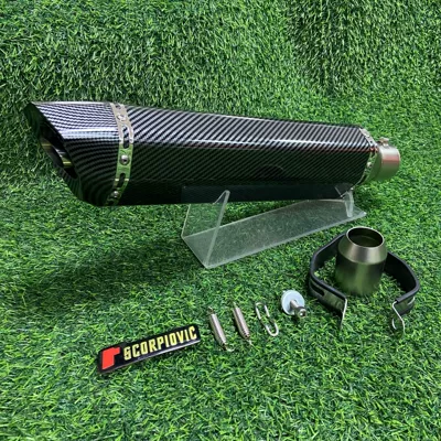 Motorcycle exhaust pipe, pipe full imitation carbon - fully-imitation-carbon-fiber-small-hexagonal-470mm-round-tail