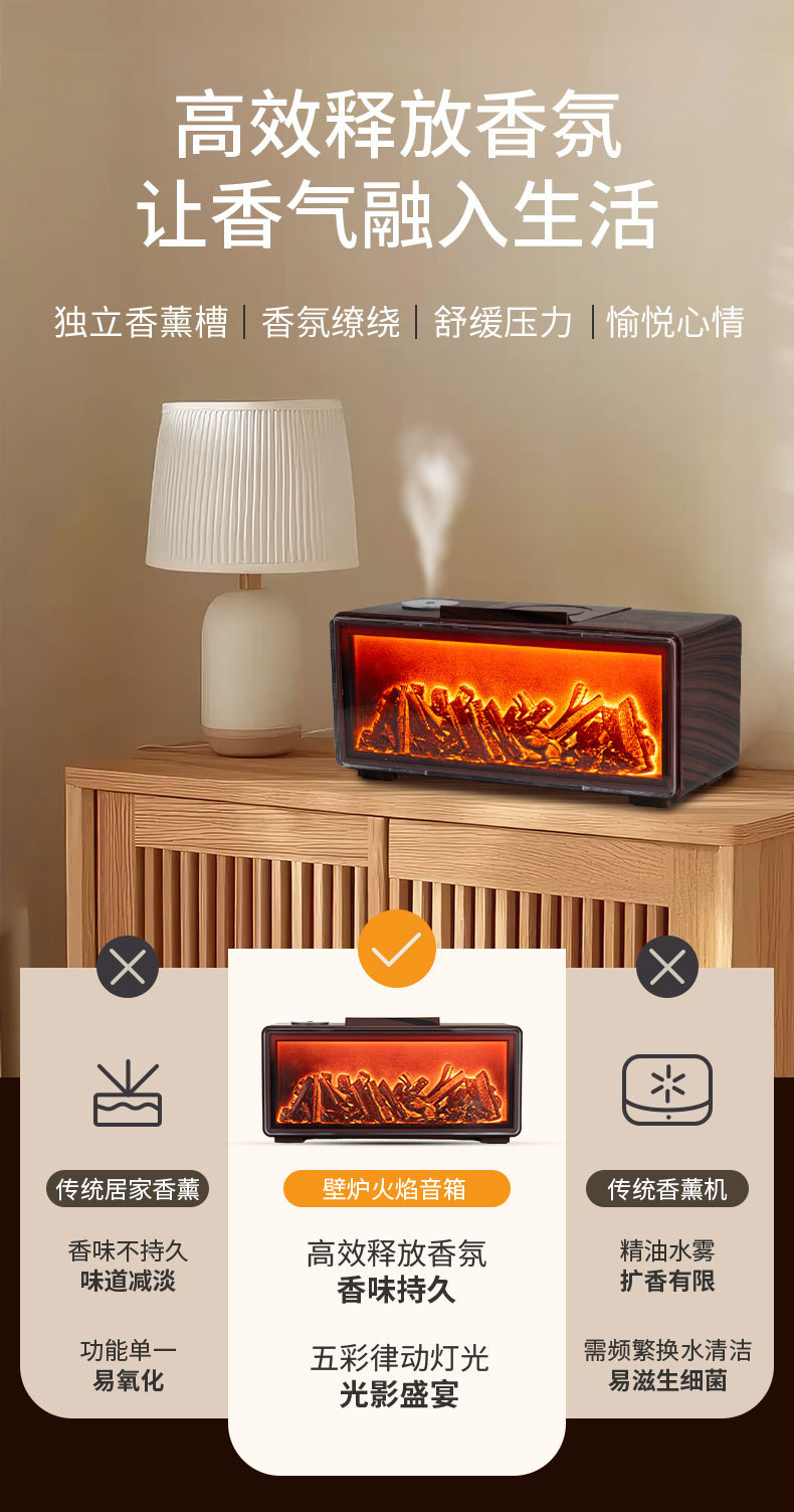 壁炉无水香薰音响