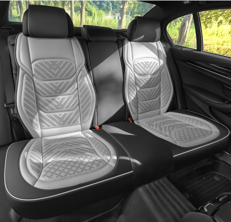 Car seat cushion made of perforated Nappa leather, breathable, suitable for all seasons, semi-enclosed, does not affect seat ventilation, specialized for small cars