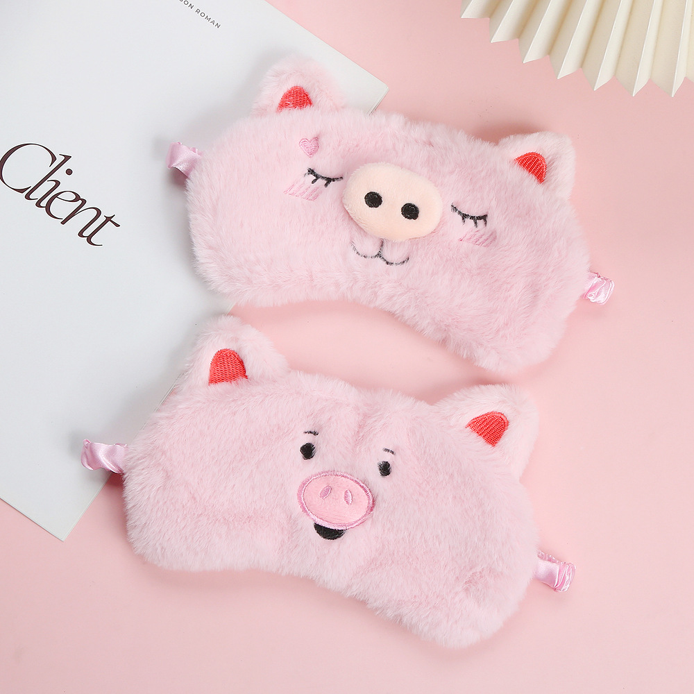 新款可爱粉色小猪眼罩女卡通头戴式睡眠午睡遮光厂家批发全护眼