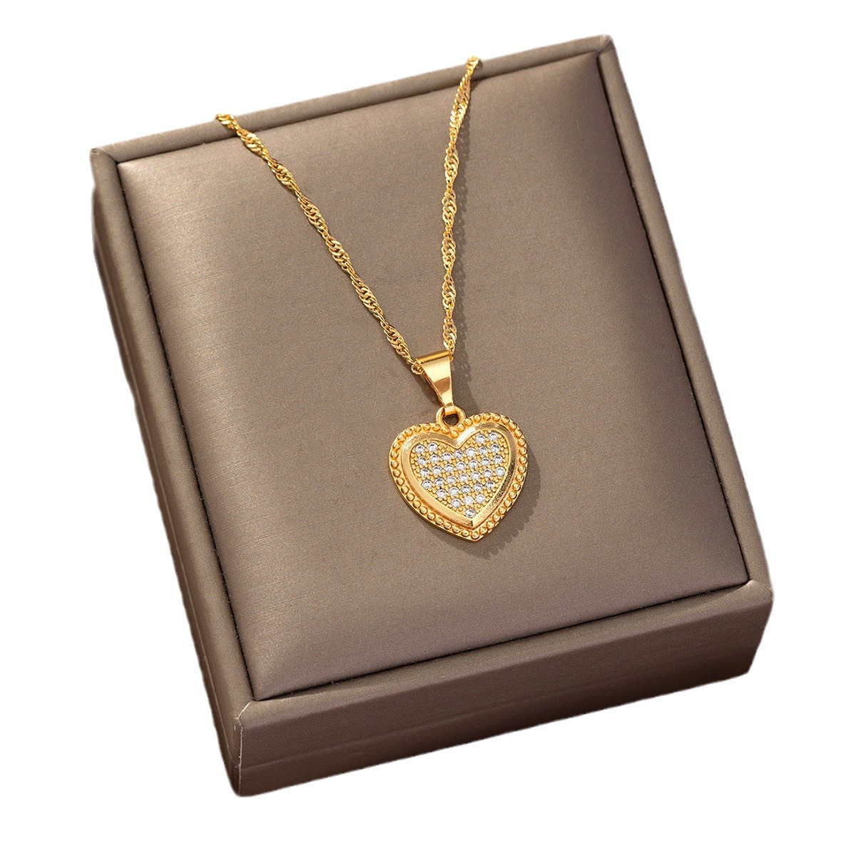 Luz lujosa atmósfera llena de diamante nicho de diseño de corazón de melocotón sensación de viento cadena de suéter coreano colgante de collar