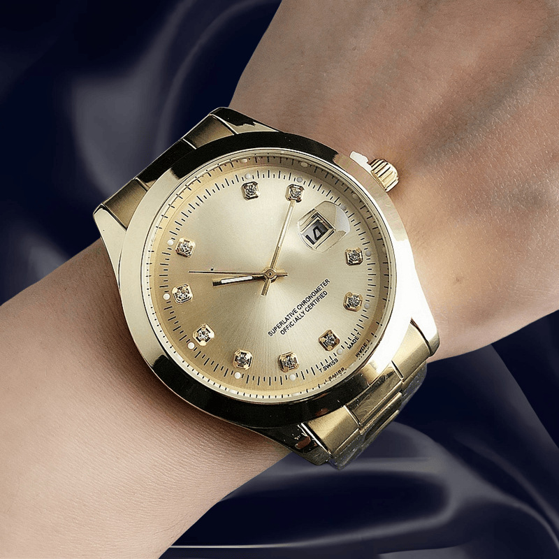 New automatic calendar women's watch fashion trend personality diamond scale quartz men's watch foreign trade a wholesale